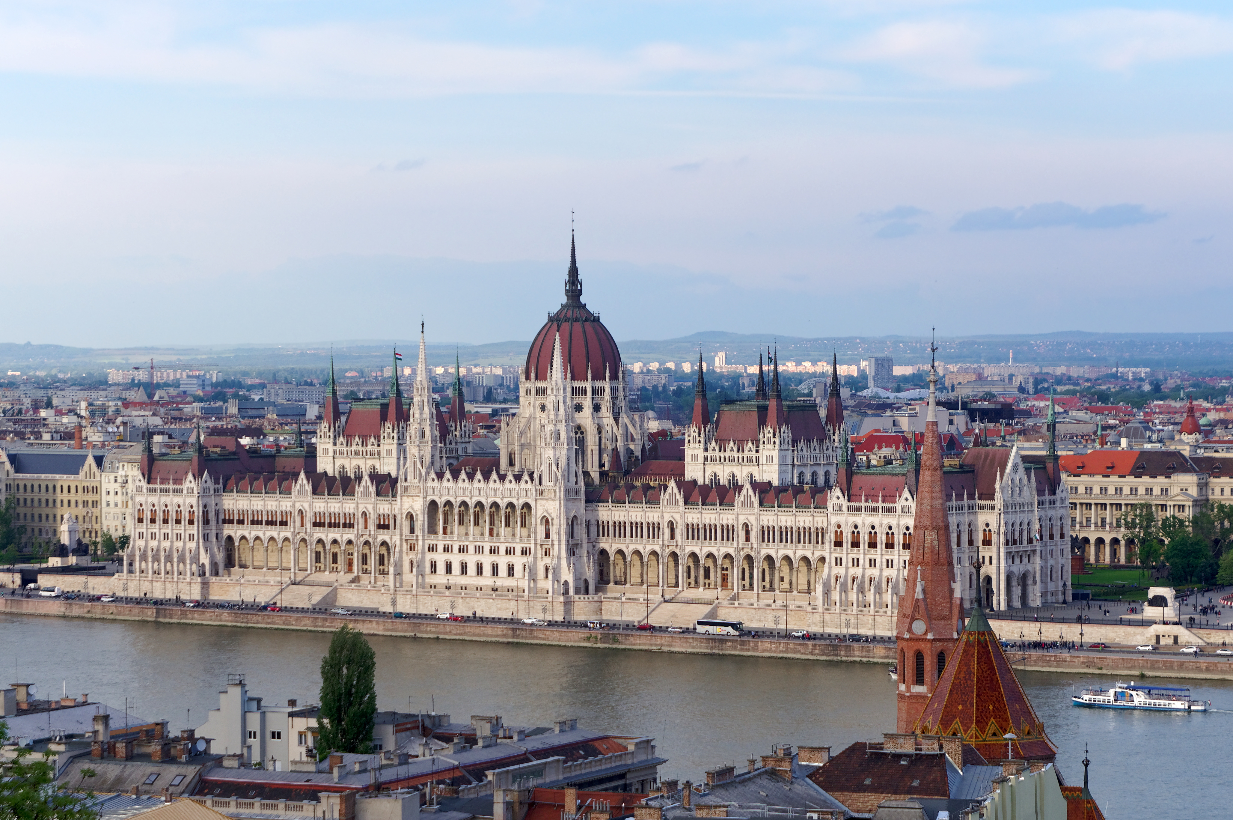 The Hungarian Parliament building in Budapest, photographed from across the Danube